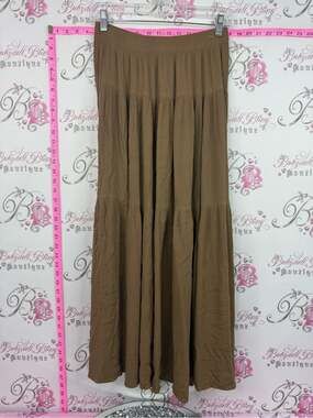 DEBORAH MURRAY skirt Flowing Tiered Maxi Skirt — Brown